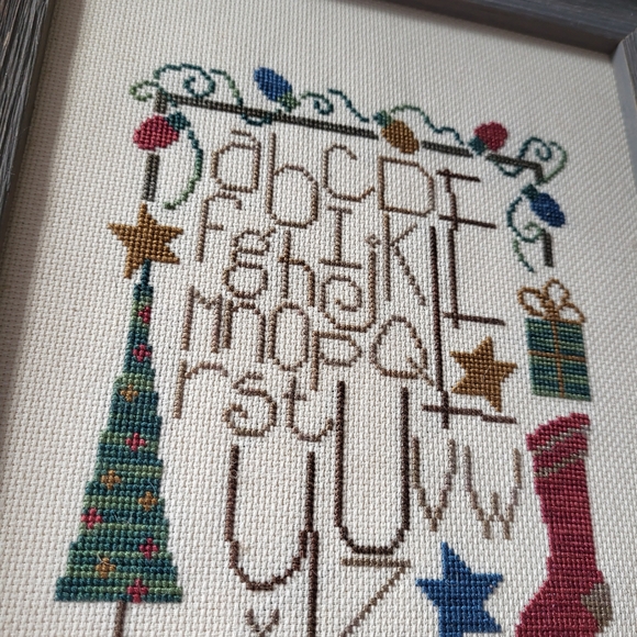 Handmade Primitive Christmas Theme Cross Stitch Sampler - Picture 14 of 15